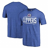 LA Clippers Heather Royal Distressed Team Logo Fanatics Branded Tri-Blend T-Shirt,baseball caps,new era cap wholesale,wholesale hats